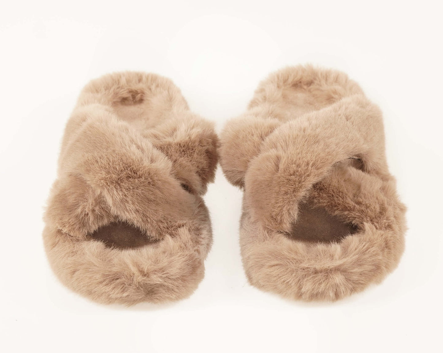 Front view of brown slippers