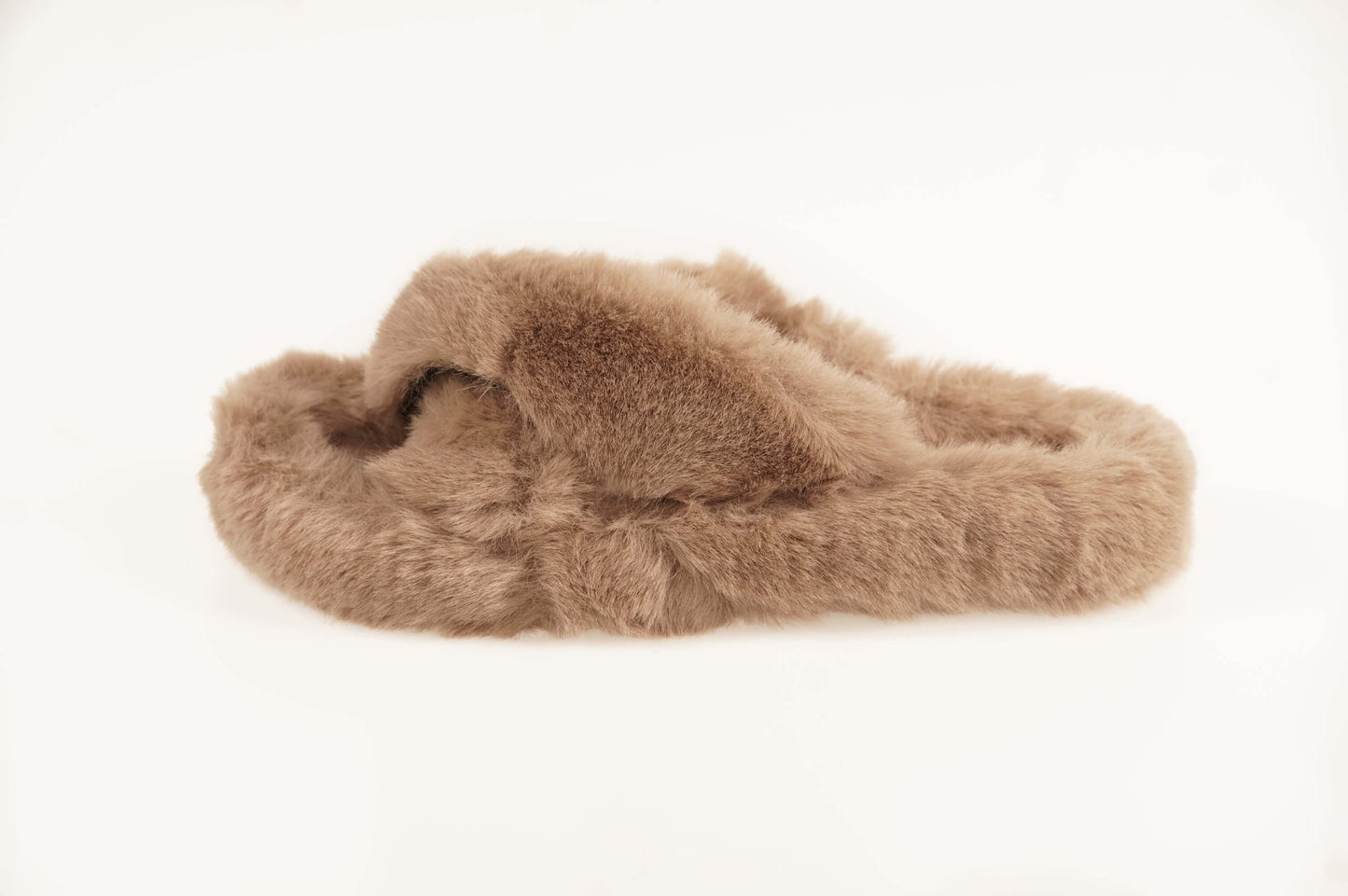 Brown fur slippers